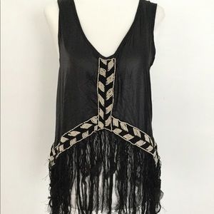 Fringed & beaded crop top